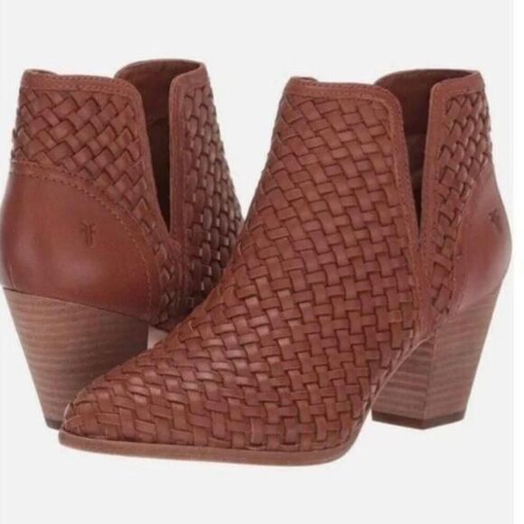 FRYE Reed Woven Leather Ankle Boot Size 8M - Picture 1 of 7